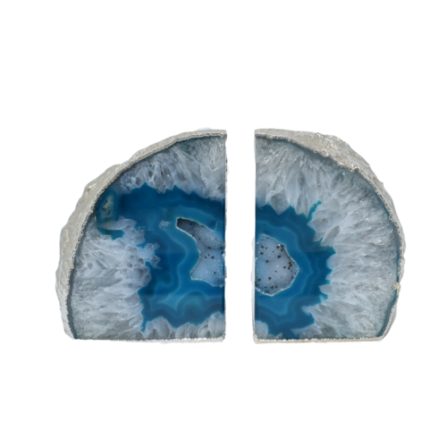 Silver Electroplated Agate Bookends