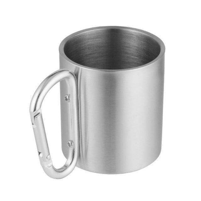 Stainless Steel Mug with Handle - Coffee Camping Mug with Carabiner Handle  Portable Backpack Outdoor…See more Stainless Steel Mug with Handle - Coffee